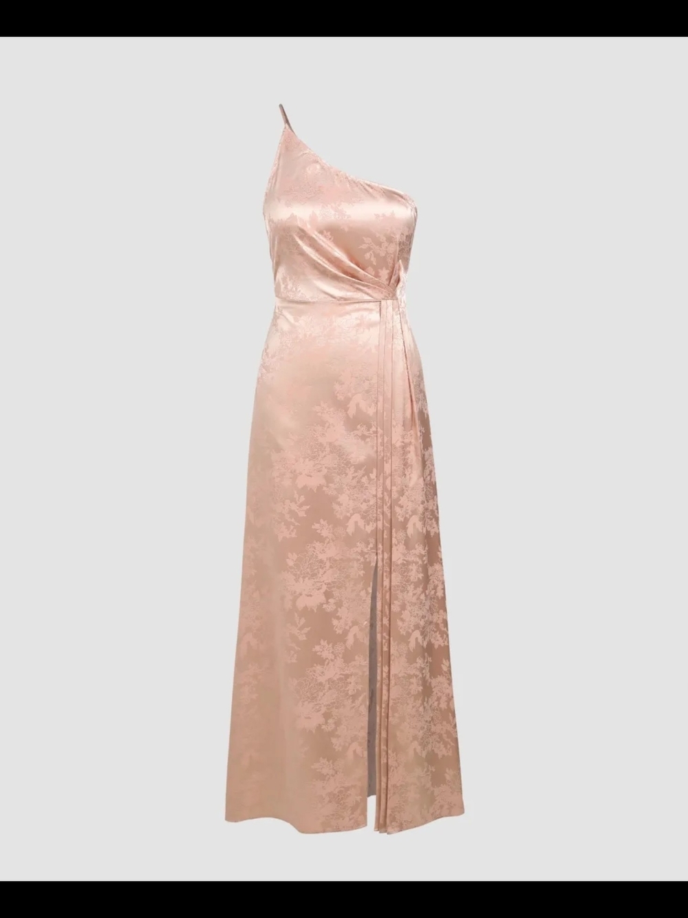 One-Shoulder Blush Pink Satin Maxi Dress